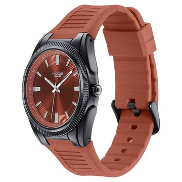 Poze By Sonata Quartz Analog Orange Dial Orange Silicone Strap Watch For Men