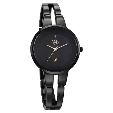Fastrack Vyb Halo Quartz Analog Black Dial Metal Strap Watch for Girls