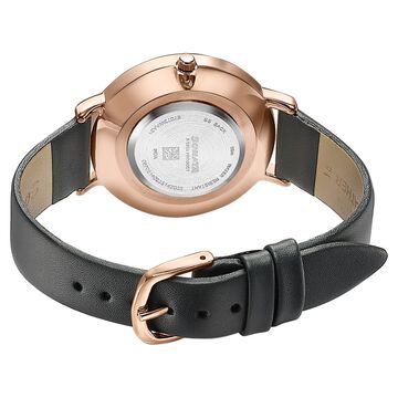 Sonata Modern Edit Quartz Analog Black Dial Leather Strap Watch For Women