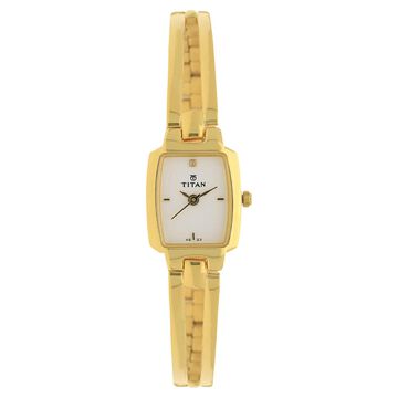Titan Quartz Analog White Dial Stainless Steel Strap Watch for Women