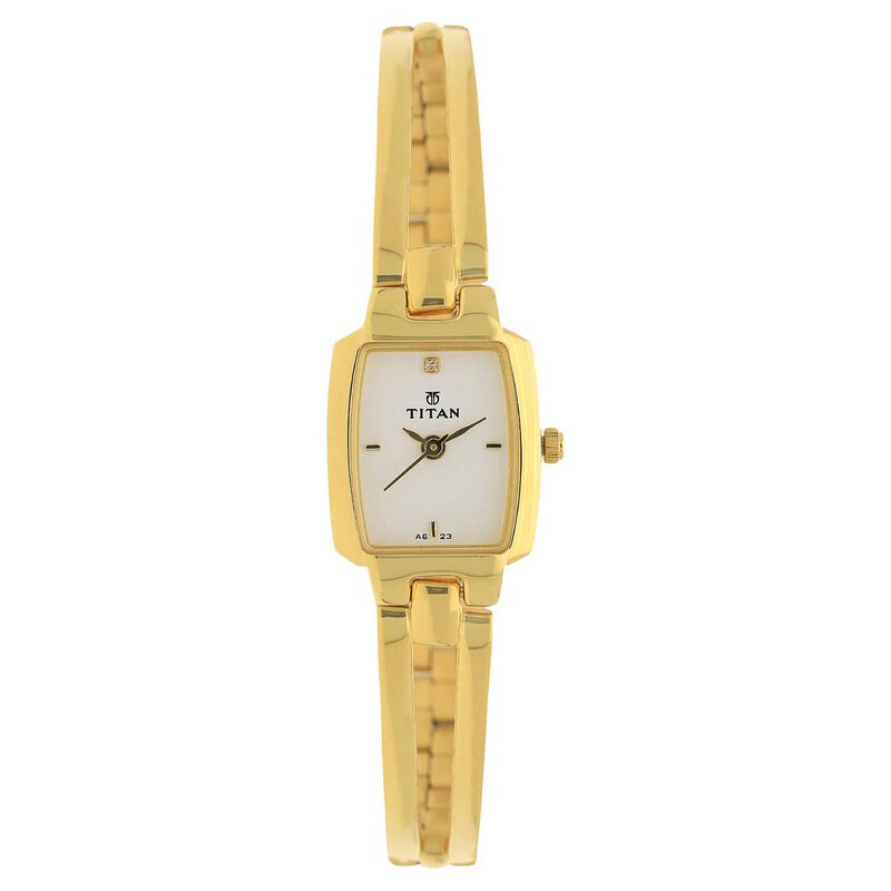 Titan Quartz Analog White Dial Stainless Steel Strap Watch for Women