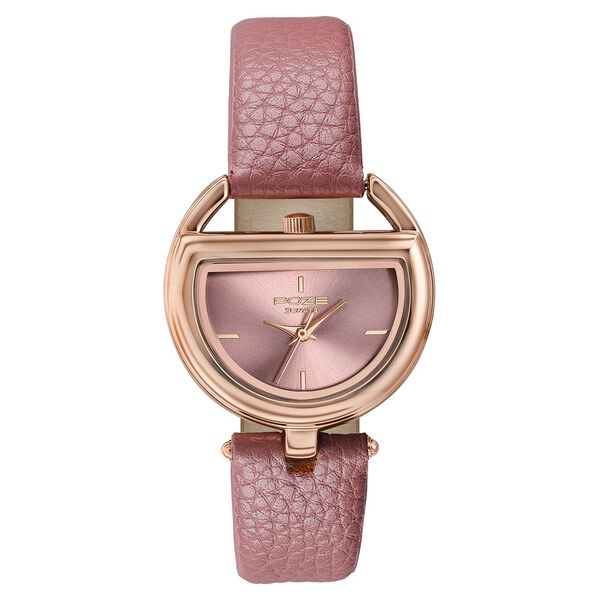Poze By Sonata Quartz Analog Pink Dial Pink PU Leather Strap Watch For Women - image number 1
