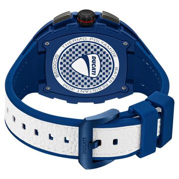 Ducati Quartz Multifunction Black Dial Blue Silicone Strap Watch For Men
