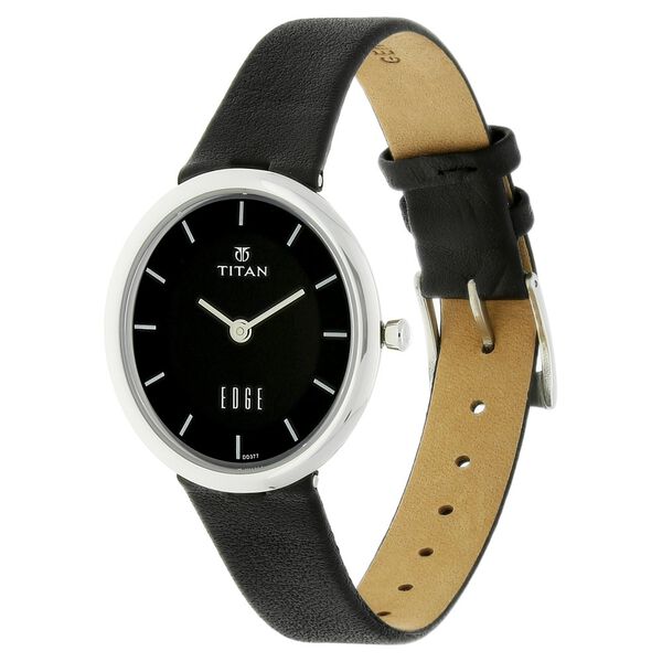 Titan Edge Black Dial Women Watch With Leather Strap - image number 1