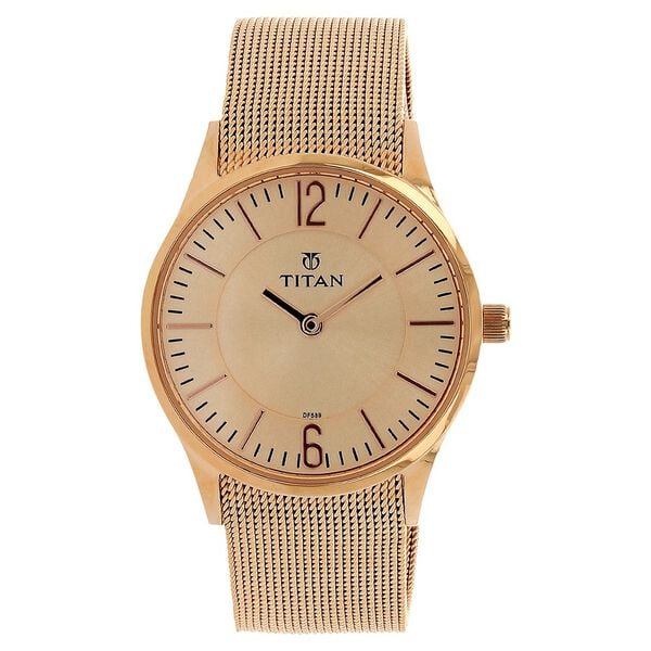 Titan Quartz Analog Rose Gold Dial Stainless Steel Strap Watch for Women - image number 0