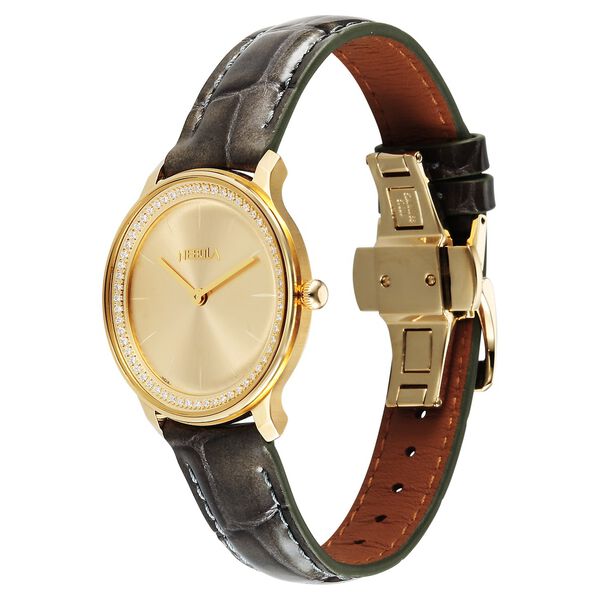 Titan Nebula Lustre 18 KT Gold Quartz Analog 18KT Gold Dial Leather Strap Watch For Women - image number 2
