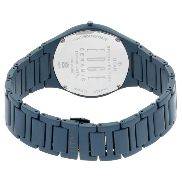 Titan Quartz Analog Blue Dial Ceramic Strap Watch for Men - image number 4