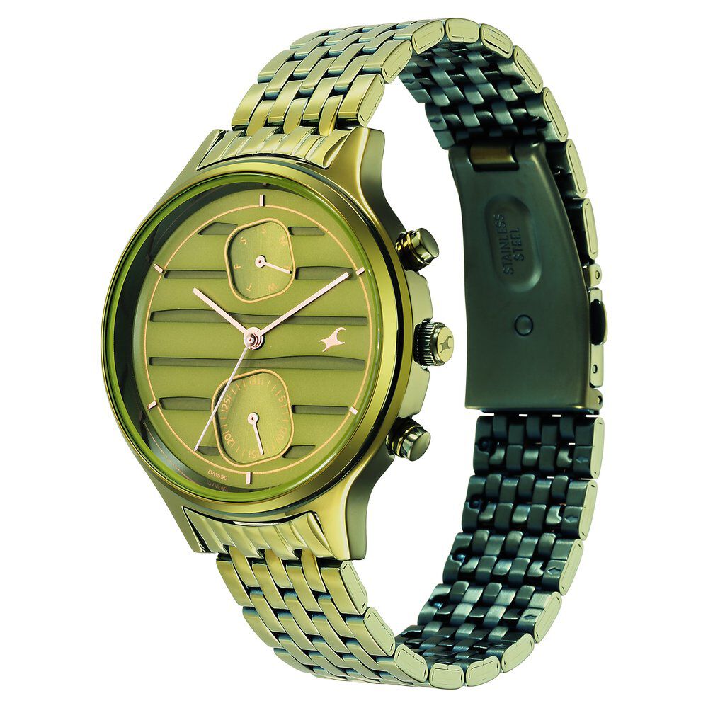Buy Online Fastrack Style Up Green Dial Stainless Steel Strap Watch for Girls ns6207qm02 Titan