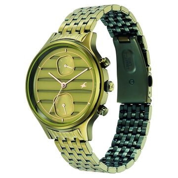 Fastrack Style Up Green Dial Stainless Steel Strap Watch for Girls