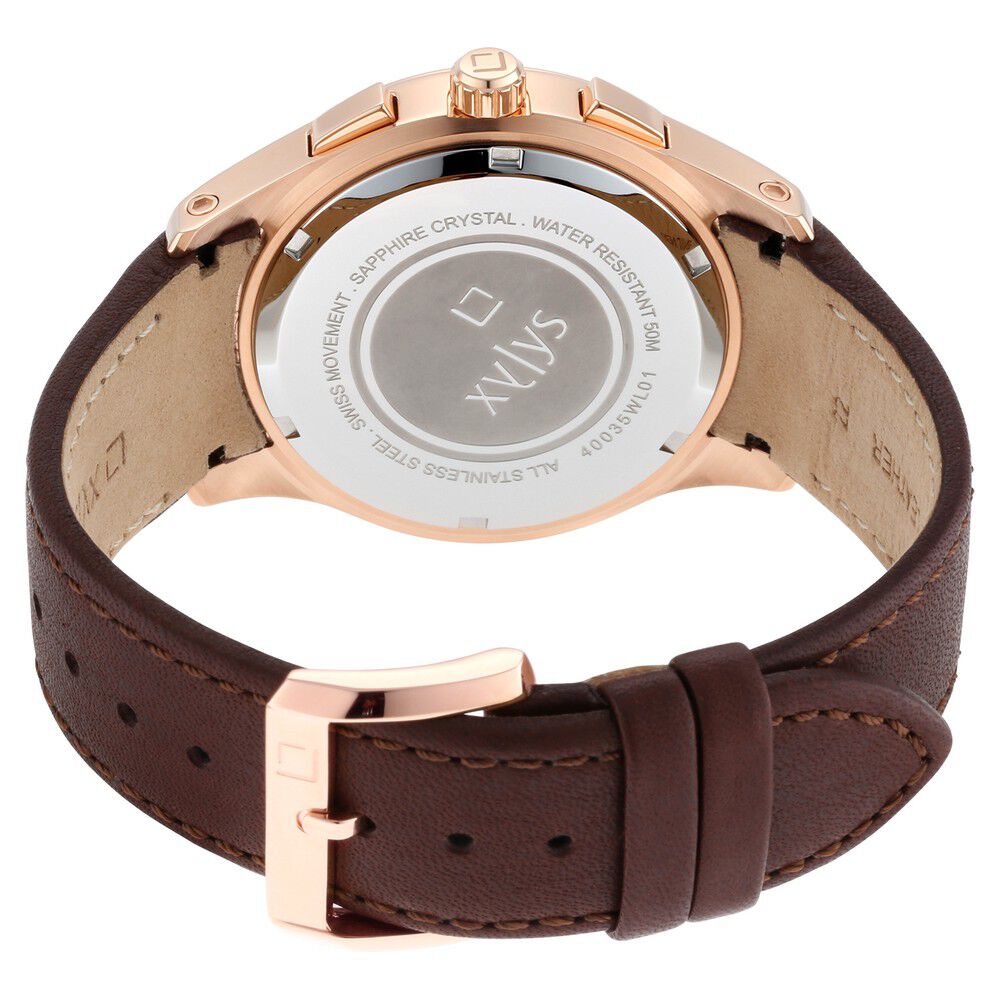 Buy Online Xylys Swiss Multifunction Brown Leather Strap Grey Dial