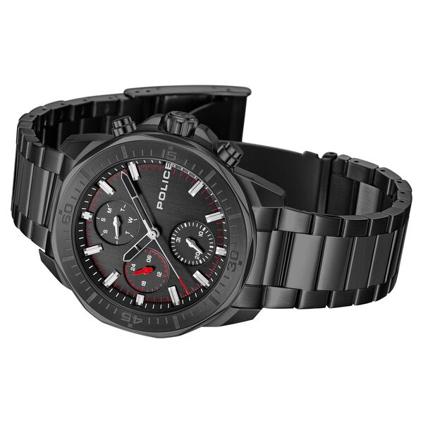 Police Quartz Multifunction Black Dial Black Stainless Steel Strap Watch For Men - image number 2