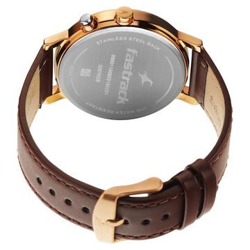 Fastrack Tick Tock Quartz Analog Green dial Leather Strap Watch for Guys