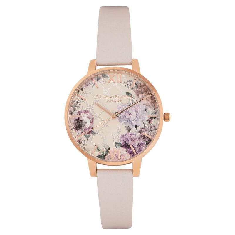 Olivia Burton Quartz Analog Multicoloured Dial Leather Strap Watch for Women