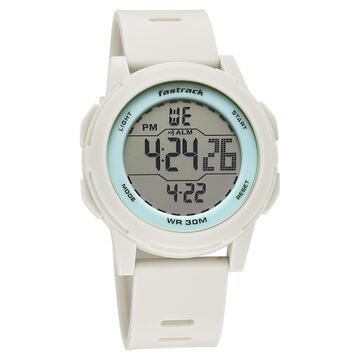 Fastrack Streetstyle Digital Dial Beige Polyether Strap Watch For Unisex