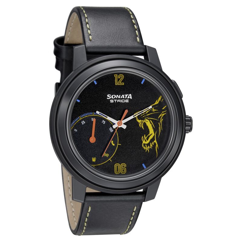 Sonata CSK Hybrid Smartwatch Black Dial Leather Strap Unisex Watch - image number 0
