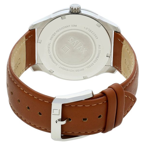 Xylys Swiss Analog with Day and Date Brown Leather Strap and Silver Dial Watch For Men - image number 4