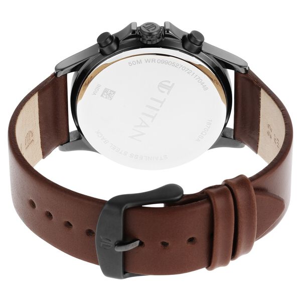 Titan Workwear Silver Dual Time Quartz Leather Strap watch for Men - image number 4
