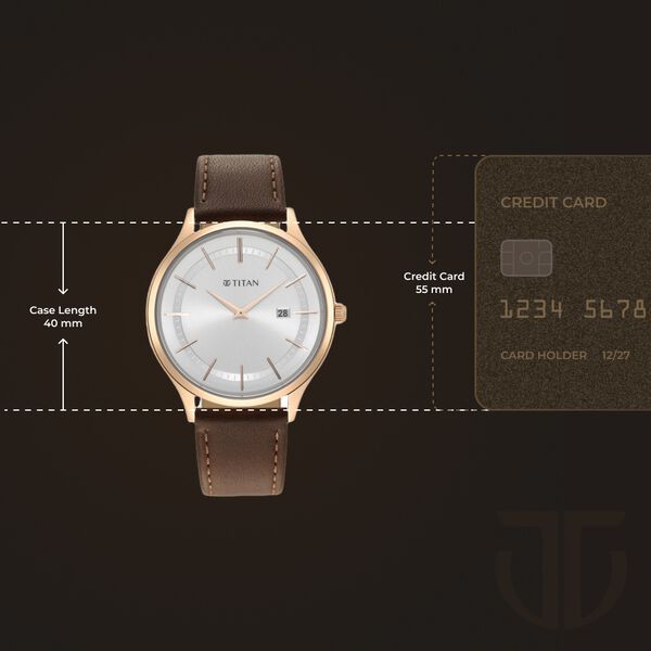 Titan Classique Slimline Silver Dial Analog with Date Leather Strap watch for Men - image number 2