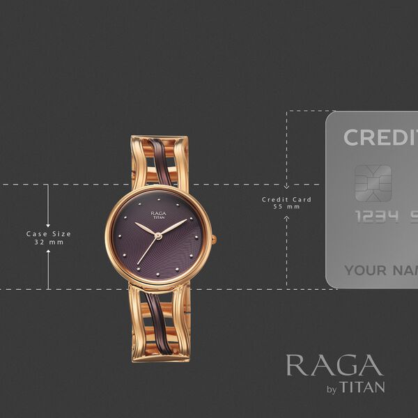 Titan Raga Sierra Quartz Analog Brown Dial Two Toned Metal Strap Watch For Women - image number 3