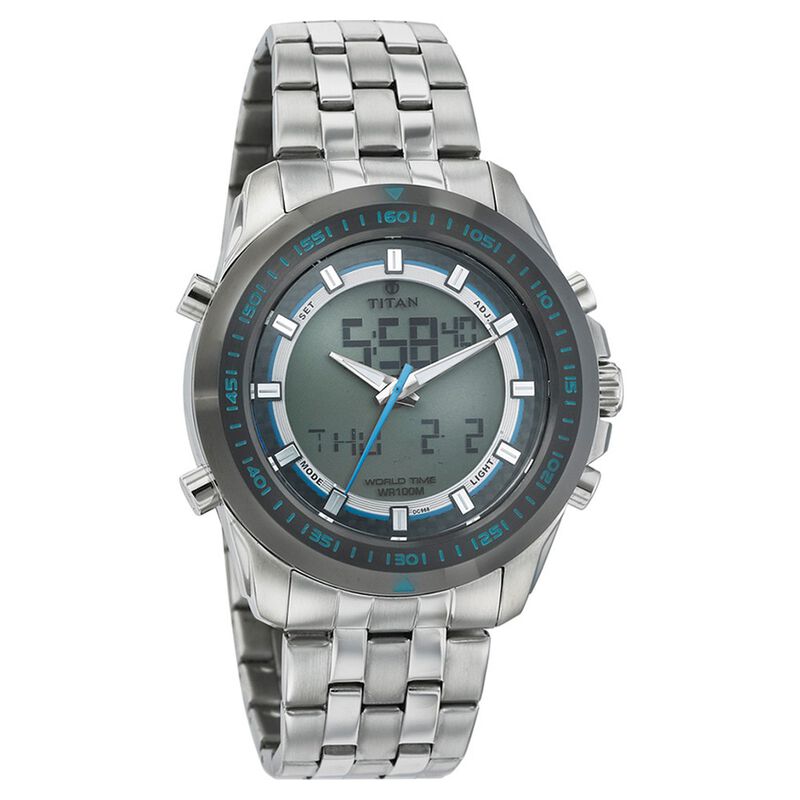 Titan Quartz Analog Digital White Dial Watch for Men