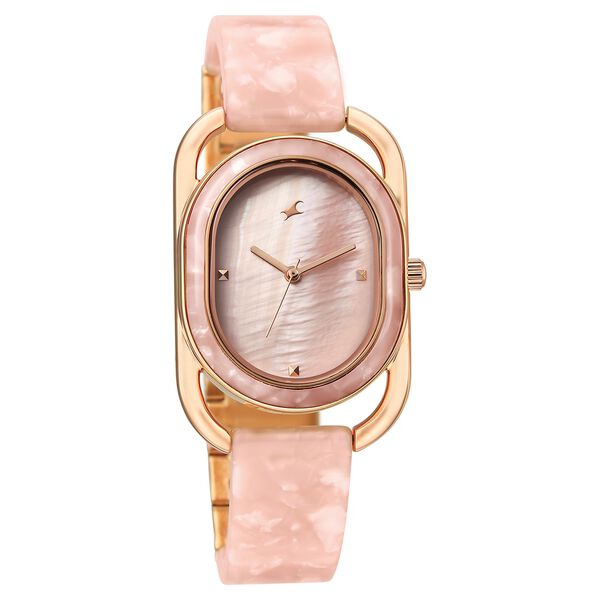 Fastrack Younique Quartz Analog Pink Mother Of Pearl Dial Two Toned Acetate & Metal Strap Watch For Girls - image number 1