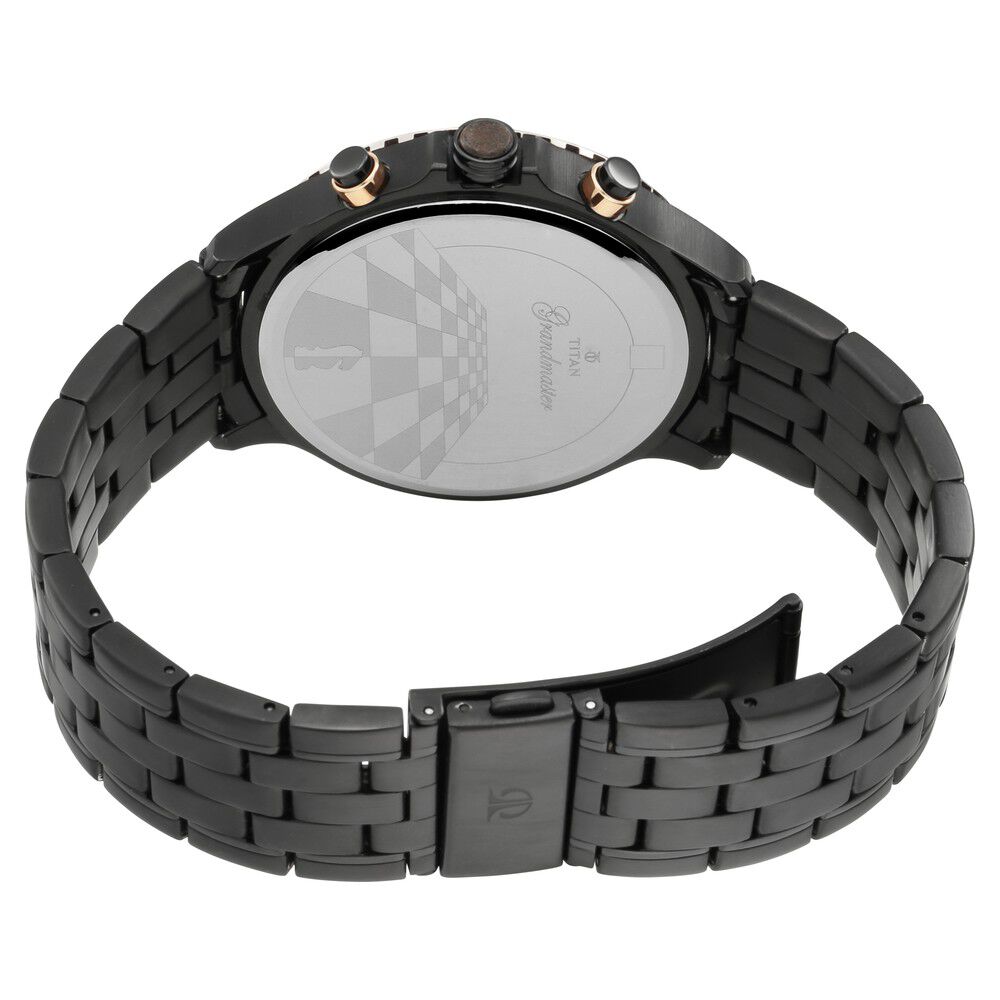 Titan Grandmaster Black Dial Quartz Multifunction Metal Strap watch for Men