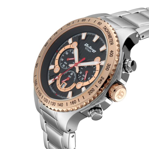 Titan Quartz Chronograph Black Dial Stainless Steel Strap Watch for Men - image number 1