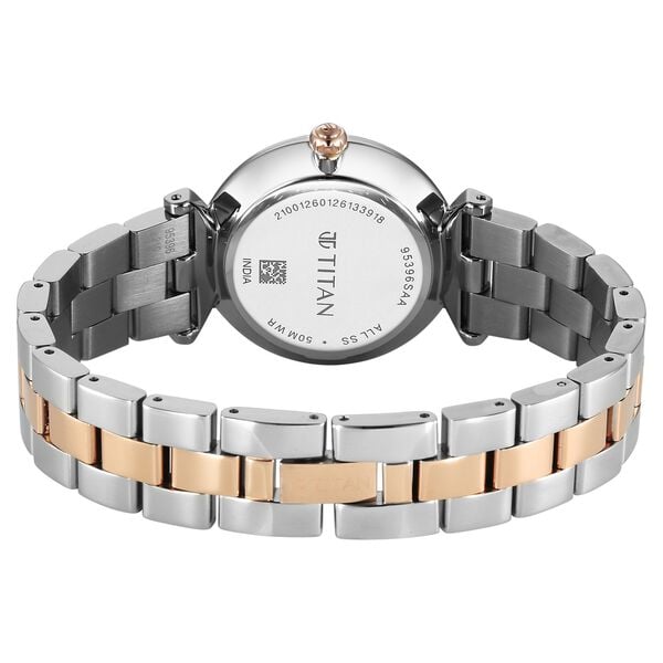 Titan Workday Edit Quartz Analog Green Dial Two Toned Stainless Steel Strap Watch For Women - image number 5