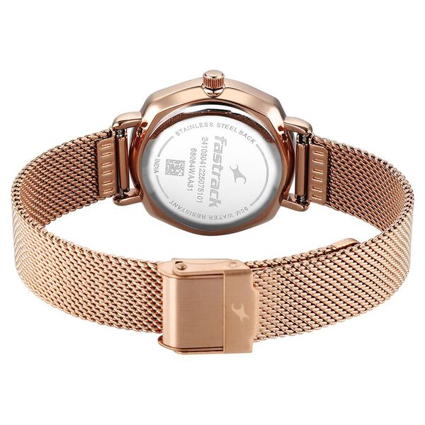 Fastrack Stunners Quartz Analog Green Dial Rose Gold Stainless Steel Strap Watch For Girls - image number 5