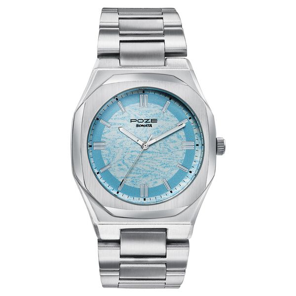 Poze Poze Quartz Analog Blue Dial Blue Metal Strap Watch For Men - image number 0