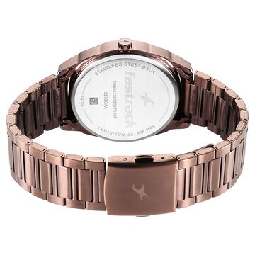 Fastrack Quartz Analog Black Dial Brown Stainless Steel Strap Watch for Guys