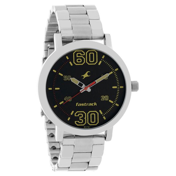 Fastrack Fundamentals Quartz Analog Black Dial Stainless Steel Strap Watch for Guys - image number 1