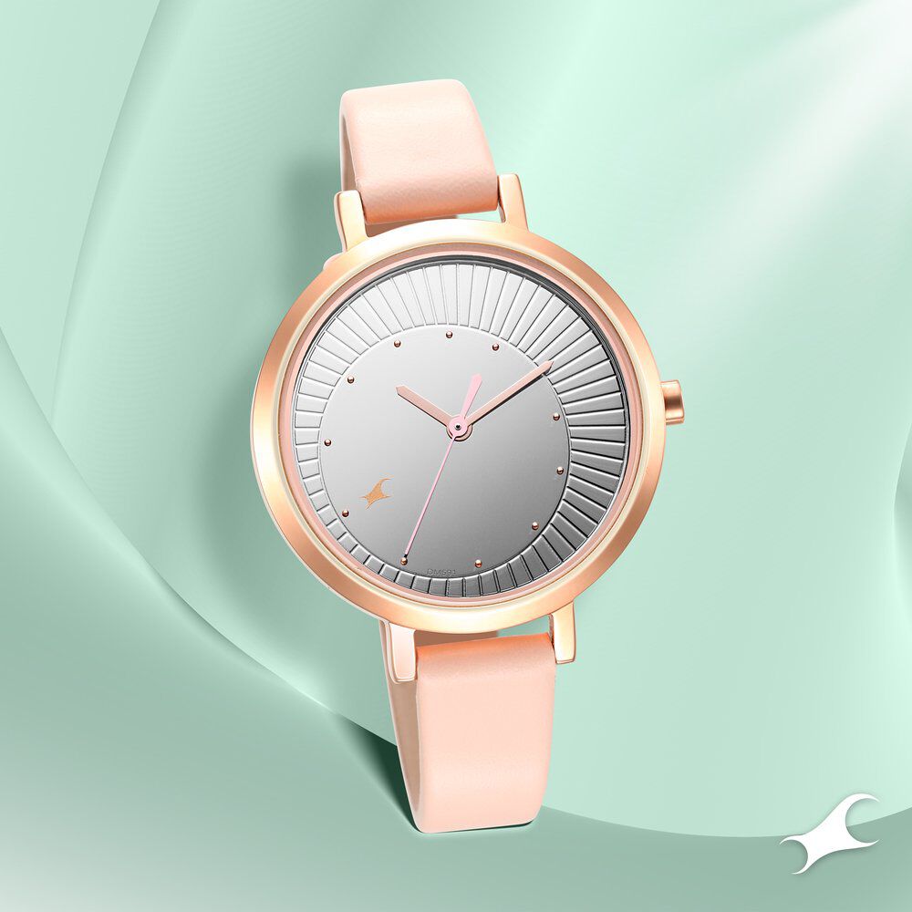 Buy Online Fastrack Style Up Silver Dial Leather Strap Watch for