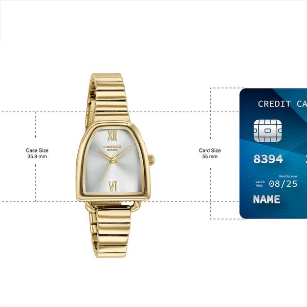 Poze By Sonata Quartz Analog Silver Dial Gold Metal Strap Watch For Women - image number 3