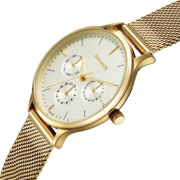 Sonata Festive Quartz Multifunction Silver Dial Metal Strap Watch For Women