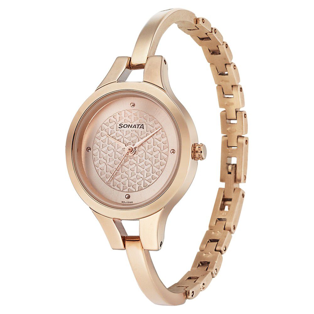 Buy Online Sonata Mission Mangal Rose Gold Dial Women Watch With Stainless Steel Strap ns8151wm05 Titan