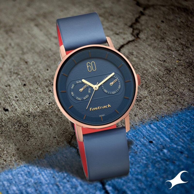 Fastrack Blue Dial Leather Strap Watch for Girls