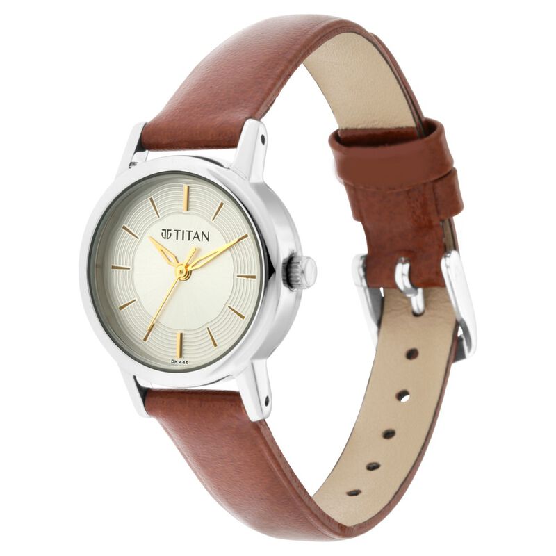 Titan Quartz Analog Silver Dial Leather Strap Watch for Women - image number 2