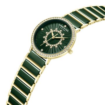 Kenneth Cole Quartz Analog Green Dial Golden Ceramic Strap Watch For Women