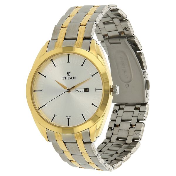 Titan Quartz Analog with Day and Date Silver Dial Stainless Steel Strap Watch for Men - image number 1