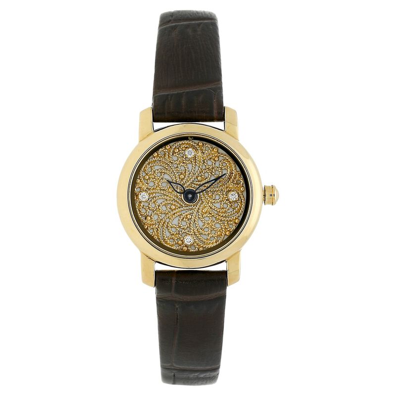 Titan Nebula Filigree Quartz Analog 18 Karat Solid Gold Watch for Women