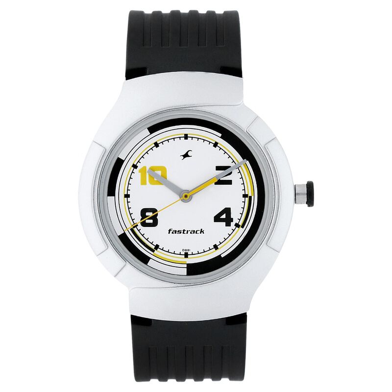 Fastrack Quartz Analog White Dial Plastic Strap Watch for Guys