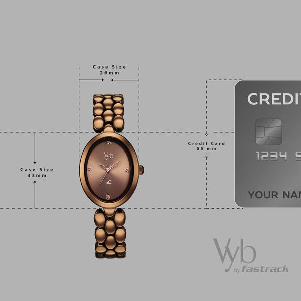 Vyb Enigma By Fastrack Quartz Analog Brown Dial Brown Metal Strap Watch For Girls - image number 3