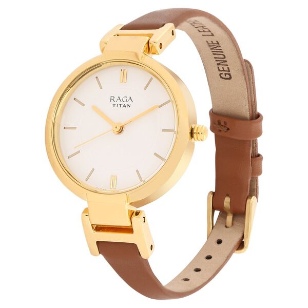 Titan Raga Viva White Dial Women Watch With Leather Strap - image number 2