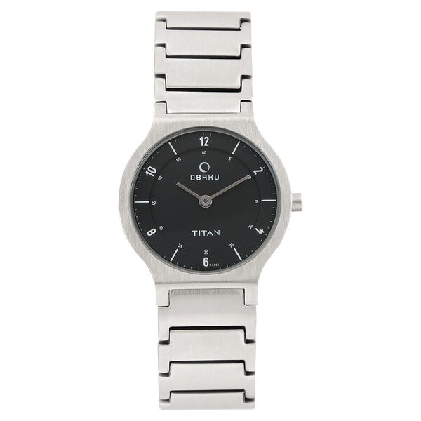 Titan Quartz Analog Black Dial Stainless Steel Strap Watch for Women - image number 0