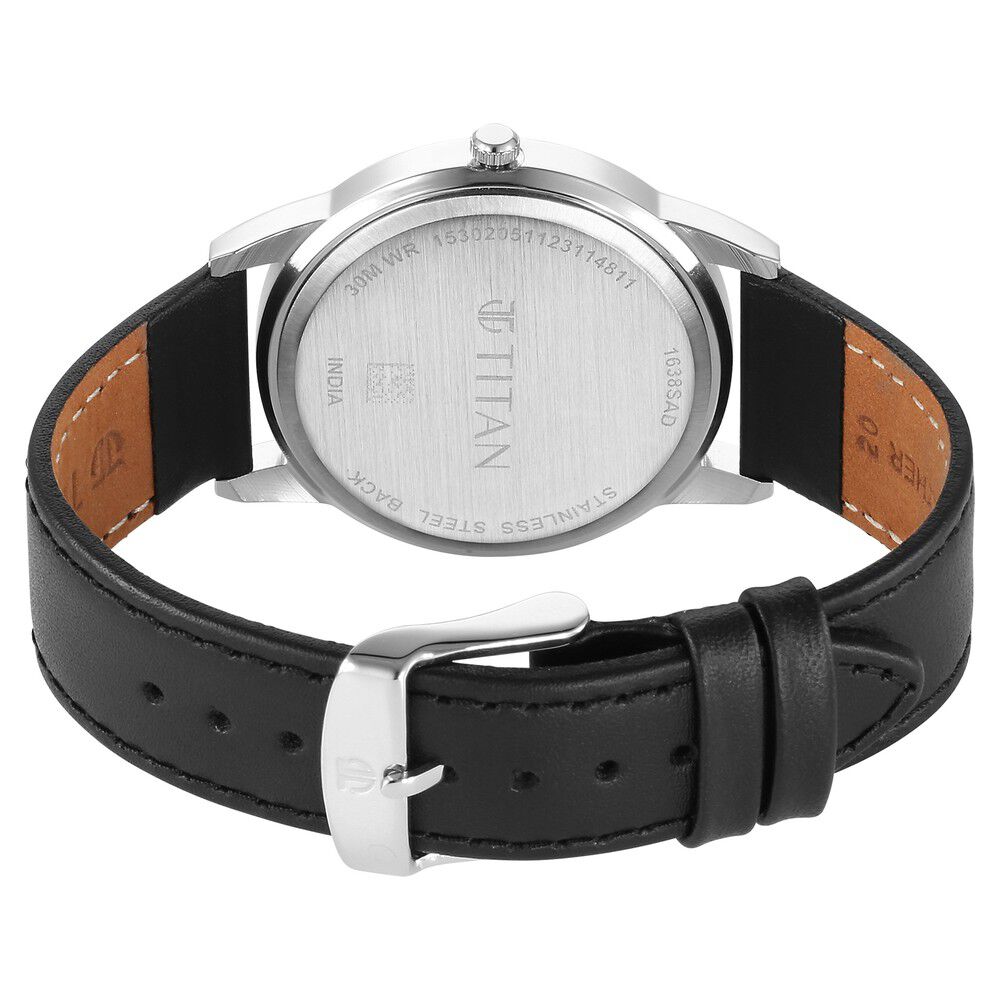 Buy Online Titan Karishma Zing Quartz Analog Black Dial Leather Strap Watch for Men 1638sl02 Titan