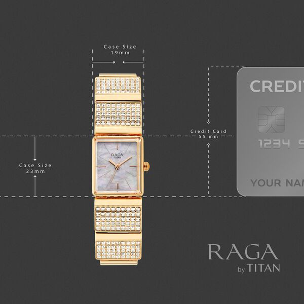Titan Raga Unlocked Quartz Analog Mother Of Pearl Dial Rose Gold Metal Strap Watch For Women - image number 3