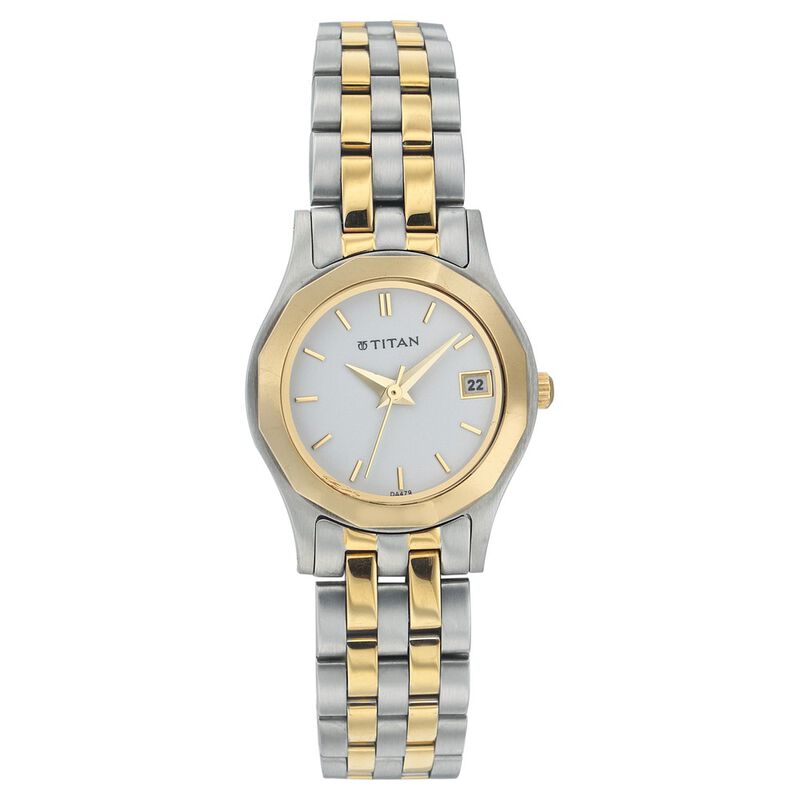 Titan Quartz Analog with Date White Dial Watch for Women