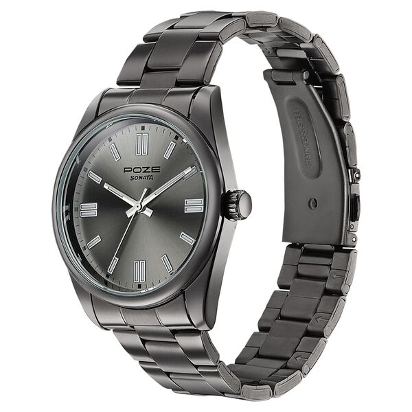 Sonata Poze Quartz Analog Grey Dial Grey Stainless Steel Strap Watch For Men - image number 4