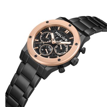 Police Quartz Multifunction Black Dial Black Colour Stainless Steel Strap Watch For Men